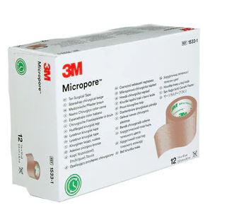  3M Micropore 1 x 10 yd. Tan Surgical Tape - Box of 12 : Health  & Household
